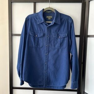 [M] Eddie Bauer Vintage 100% Cotton Deep Blue Sturdy Paint Over Shirt